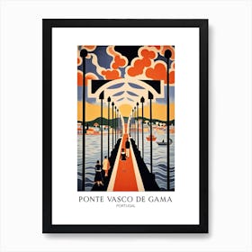 Ponte Vasco De Gama, Portugal, Colourful 1 Travel Poster Art Print