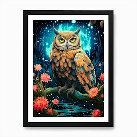 Owl In Space 1 Art Print