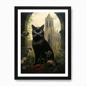 Cat In Front Of A Medieval Castle 5 Art Print