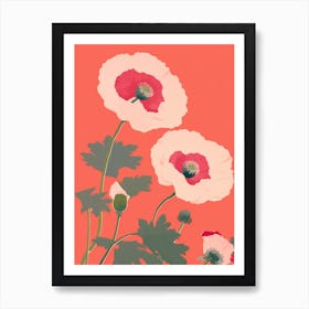 Poppies Flower Big Bold Illustration 2 Art Print