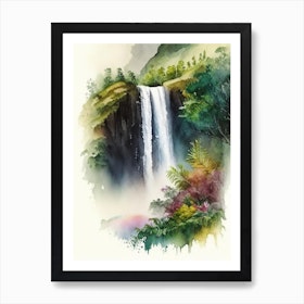 Manawaiopuna Falls, United States Water Colour  (2) Art Print