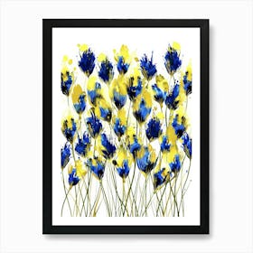 Blue And Yellow Flowers 7 Art Print