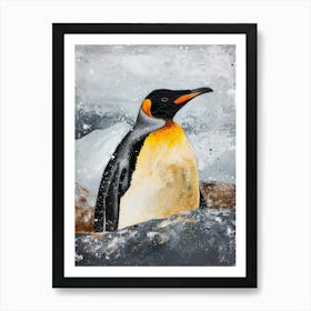 King Penguin Half Moon Island Colour Block Painting 3 Art Print