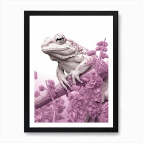Purple Tree Frog Vintage Botanical 3 Art Print