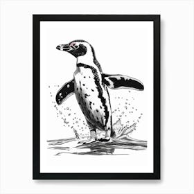 African Penguin Jumping Out Of Water 4 Art Print