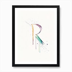 R, Letter, Alphabet Minimalist Watercolour 4 Art Print