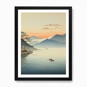 Lake Biwa In Shiga, Ukiyo E Drawing 1 Art Print