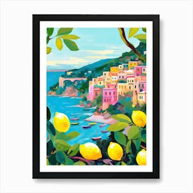 Lemons In Amalfi Travel Painting Italy Art Print