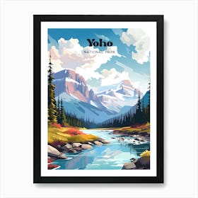 Yoho National Park Canada Mountain Modern Travel Illustration Art Print