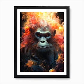 Gorilla In Flames 2 Art Print