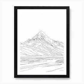 Mount Mckinley Denali Usa Line Drawing 7 Art Print