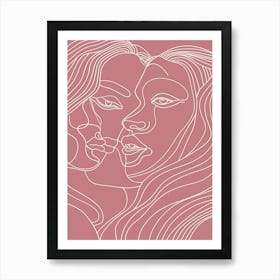 Line Art Intricate Simplicity In Pink 3 Art Print