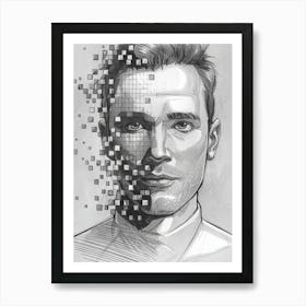 Pixelated Man Art Print