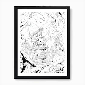 Neverland (Peter Pan) Fantasy Inspired Line Art 4 Art Print