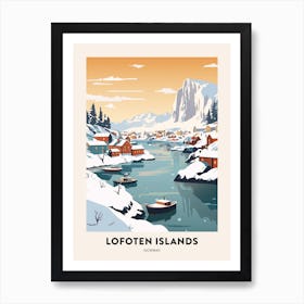 Vintage Winter Travel Poster Lofoten Islands Norway 2 Art Print