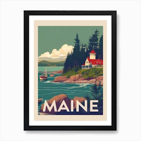 Maine Vintage Travel Poster Art Print