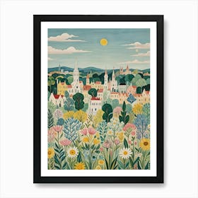 Whimsical Pastel Spring City Art Print