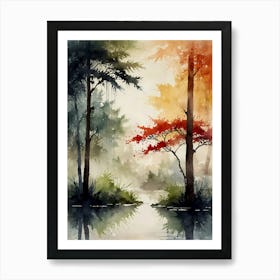 Watercolor Of Trees 7 Art Print