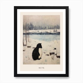 Vintage Winter Animal Painting Poster Skunk 3 Art Print