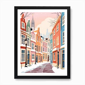 Vintage Winter Travel Illustration York United Kingdom 1 Art Print