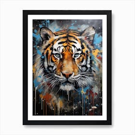 Tiger Art In Street Art Style 4 Art Print