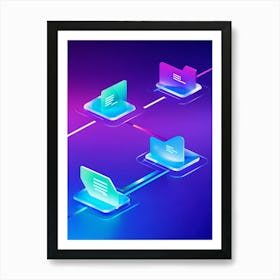 Abstract Navigation Arrows Digital Interface Design Fluid Lines Intersecting Gradient Colors Shif 2 1 Art Print