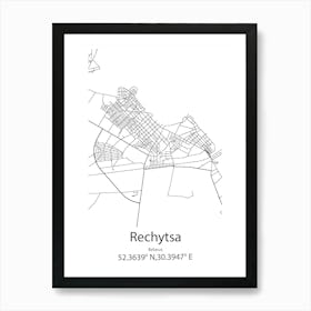 Rechytsa,Belarus Minimalist Map Art Print