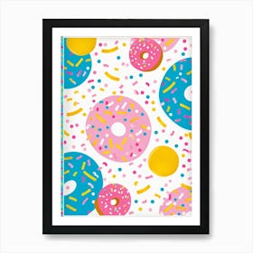 An Abstract Pattern Of Tiny Donuts Swirling With A Blend Of Pastel Pink Blue And Yellow Hues Set (3) Art Print