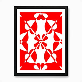 Red And White Floral Pattern Art Print