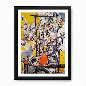 Magnolia With A Cat 3 Abstract Expressionism  Art Print
