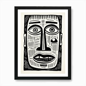 Line Portrait Of Suprised Face Art Print