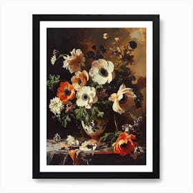 Baroque Floral Still Life Anemone 3 Art Print