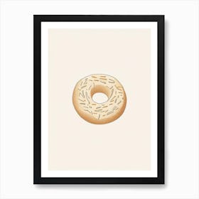 Sesame Bagel With Hummus Or Avocado Spread Minimalist Line 1 Art Print