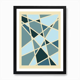 Abstract Geometric Triangles Bleu Art Print