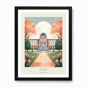 The Louvre   Paris, France   Cute Botanical Illustration Travel 1 Poster Art Print