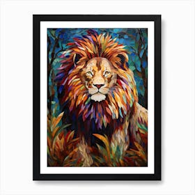 Lion Art Painting Mosaic Style 3 Art Print