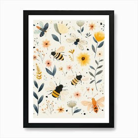 Colourful Insect Illustration Bee 12 Art Print