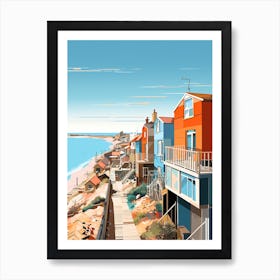 Southend On Sea Beach Essex Mediterranean Style Illustration 2 Art Print