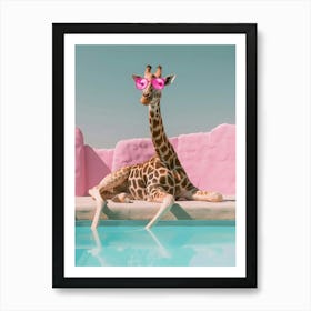 Giraffe In Pink Sunglasses Art Print