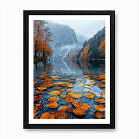 Autumn Leaves On The Lake 2 Art Print