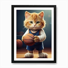 Cat In Basketball Uniform Art Print