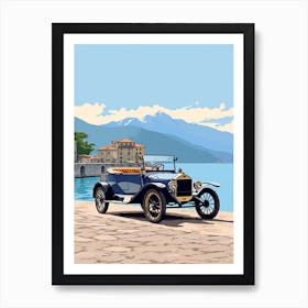 A Ford Model T In The Lake Como Italy Illustration 4 Art Print