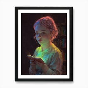 Little Girl Reading A Book Art Print