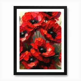 Red Poppies Vibrant Oil Painting in HD Art Print