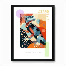 Blue Iguana Modern Illustration 13 Poster Art Print