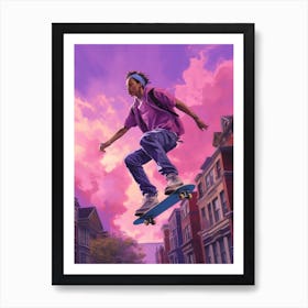 Skateboarding In London, United Kingdom Futuristic 3 Art Print