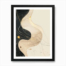 Abstract Gold And Black Abstract Painting Art Print