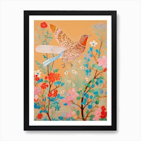 Maximalist Bird Painting Hermit Thrush 1 Art Print