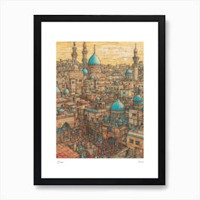 Cairo Egypt Drawing Pencil Style 2 Travel Poster Art Print