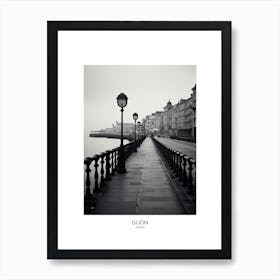 Poster Of Gijon, Spain, Black And White Analogue Photography 1 Art Print